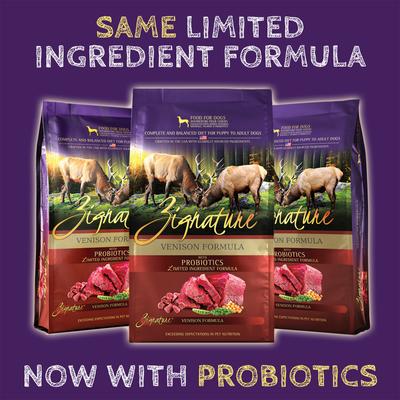 Paquete: Alimento seco Zignature Venison con fórmula de ingredientes limitados (bolsa de 5,7 kg) + Galletas Ziggy Bars (bolsa de 355 g) + Golosinas blandas para perros (bolsa de 113 g)