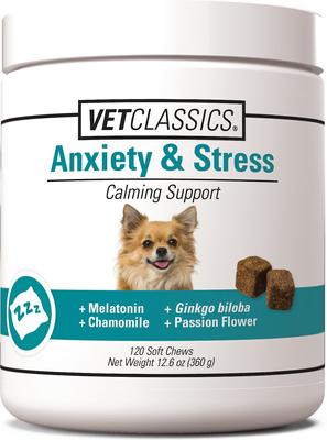 Suplemento masticable suave para perros que calma la ansiedad y el estrés, 120 unidades