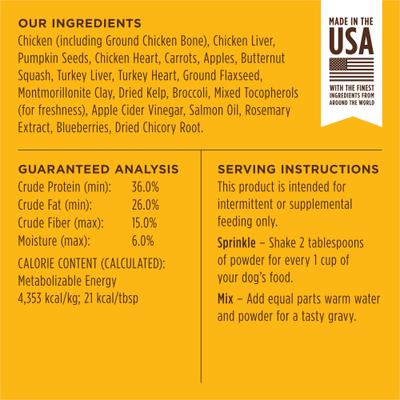 Raw Boost Shakers Cage-Free Chicken Recipe High-Protein Grain-Free Freeze-Dried Dog Food Topper, 5.5-oz bottle