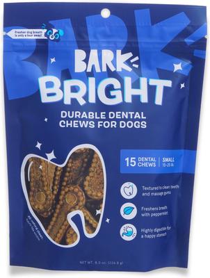 Bright Durable Small Mint Flavored Dental Dog Treats, 15 count