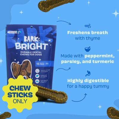 Bright Durable Small Mint Flavored Dental Dog Treats, 15 count