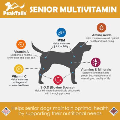Senior Multivitamin Tablet Supplement for Dogs, 150 count
