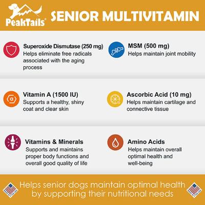 Senior Multivitamin Tablet Supplement for Dogs, 150 count