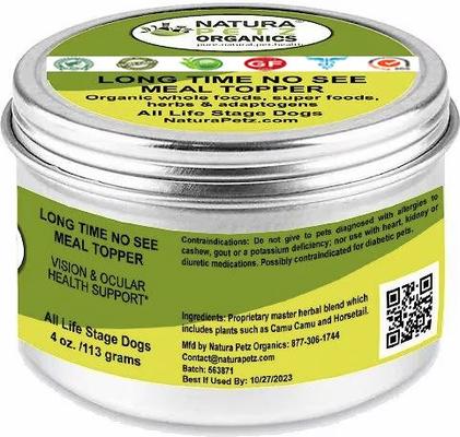 LONG TIME NO SEE MEAL TOPPER* Vision & Ocular Health Support* Dog Supplement, 4-oz jar