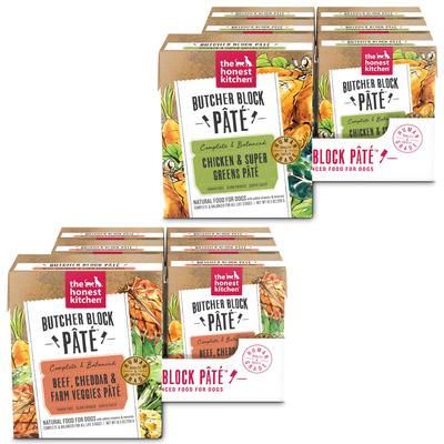 Bundle: The Honest Kitchen Butcher Block Pate Chicken & Super Greens + Butcher Block Pate Beef, Cheddar & Farm Veggies Pate Wet Dog Food