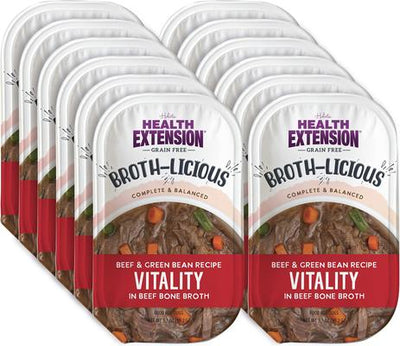 Broth-Licious Vitality Grain-Free Beef & Green Bean in Beef Bone Broth Wet Dog Food, 3.5-oz tray, case of 12