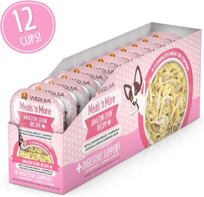 Meals 'n More Natural Wet Dog Food, Amazon Livin' Plus Digestive Support, 3.5-oz cup, 12 count