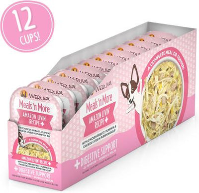 Meals 'n More Natural Wet Dog Food, Amazon Livin' Plus Digestive Support, 3.5-oz cup, 12 count