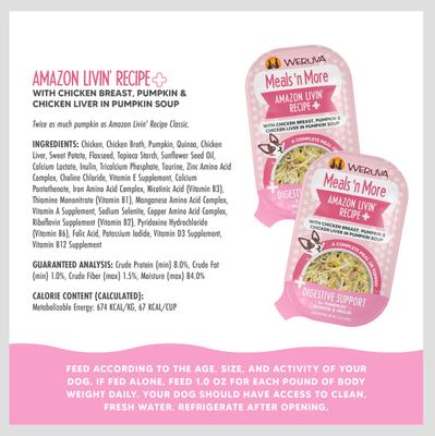 Meals 'n More Natural Wet Dog Food, Amazon Livin' Plus Digestive Support, 3.5-oz cup, 12 count