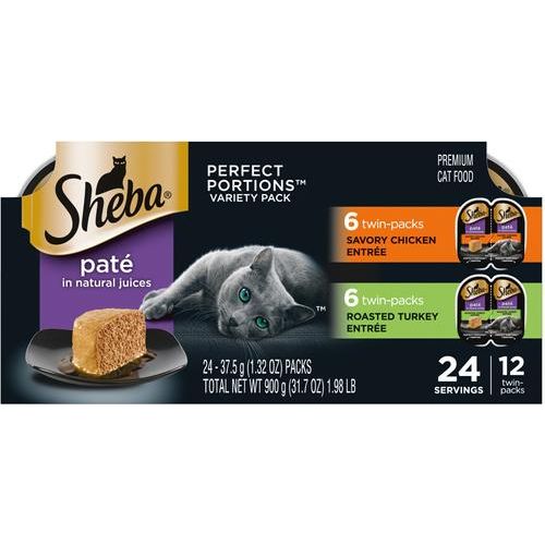 Comida húmeda para gatos Perfect Portions con pollo, ternera, pescado blanco y atún, paquete variado, sin cereales, 2.6 oz, caja de 36