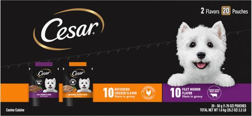 Variety Pack Filet Mignon, Rotisserie Chicken, & Wood-Grilled Chicken Flavor Filets in Gravy Wet Dog Food, 1.76-oz mini-pouch, case of 40