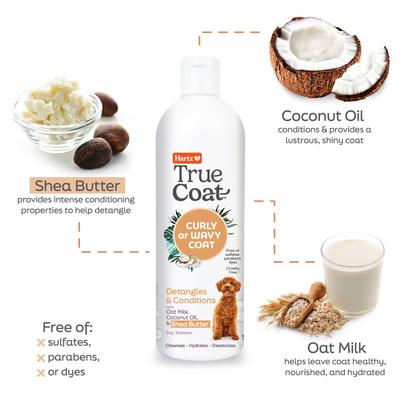True Coat Curly or Wavy Detangles & Conditions with Oat Milk, Coconut Oil & Shea Butter Dog Shampoo, 16-fl oz bottle