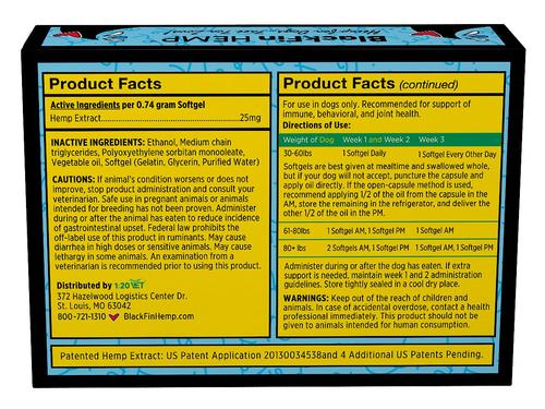 BlackFin HEMP Immune & Joint Supplement for Medium & Large Dogs, .78-oz, 30 count