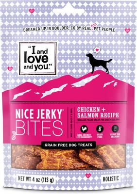 Nice Jerky Bites Chicken and Salmon Grain-Free Dog Treats, 4-oz bag