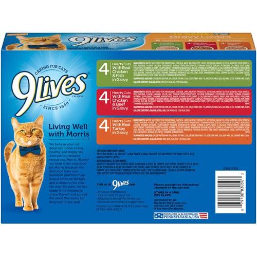 Comida enlatada para gatos Gravy Favorites Variety Pack, 5.5 oz, caja de 12