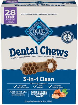 Large Natural Chicken & Spearmint Dental Dog Chews Treats, 7 count