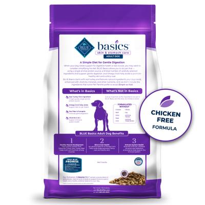 Paquete: Alimento seco para perros adultos Blue Buffalo Basics Skin & Stomach Care Grain-Free Formula Turkey & Potato Recipe + Comida enlatada
