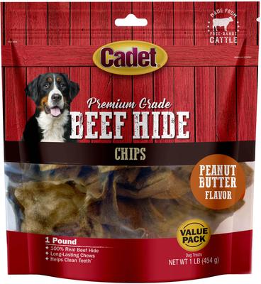Premium Beef Hide Chips Chicken Flavor Dog Chews, 1-lb bag