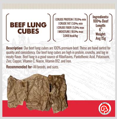 Beef Lung Chunks Dog Treats, 5-oz bag