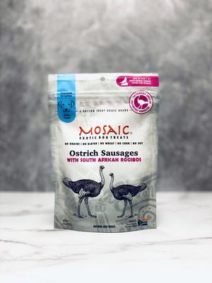Salchichas de avestruz sudafricanas con infusión de rooibos, premios para perros, bolsa de 85 g