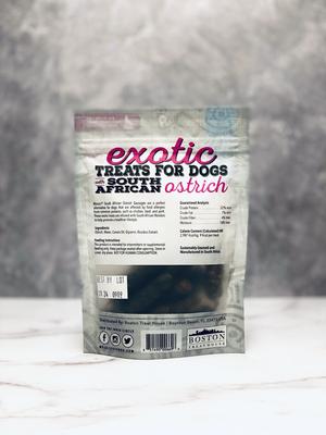 South African Ostrich Sausages Rooibos Infused Jerky Dog Treats, 3-oz bag