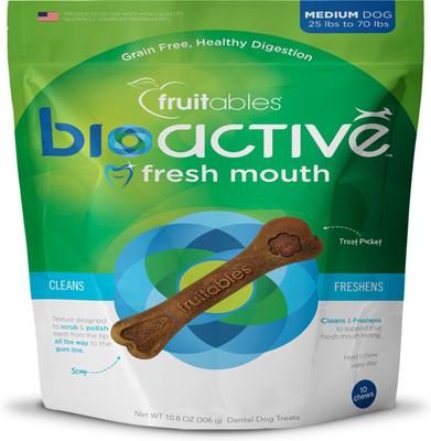 BioActive Fresh Mouth Grain-Free Medium Dental Dog Treats, 10 count