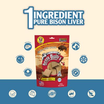 Bison Liver Chops Raw Freeze-Dried Dog Treats, 8.6-oz bag