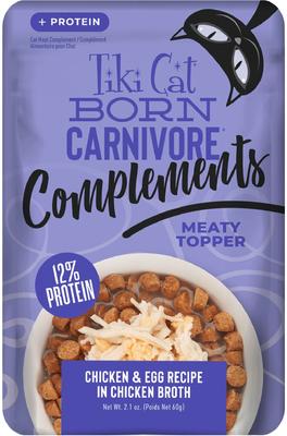 Born Carnivore Complements Chicken & Salmon Recipe in Chicken Broth Grain-Free Wet Cat Food Topper, 2.1-oz pouch, case of 12