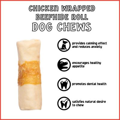 Twistedz 4-inch Beefhide Rolls Chicken Flavored Wrap Dog Hard Chews, 4 count