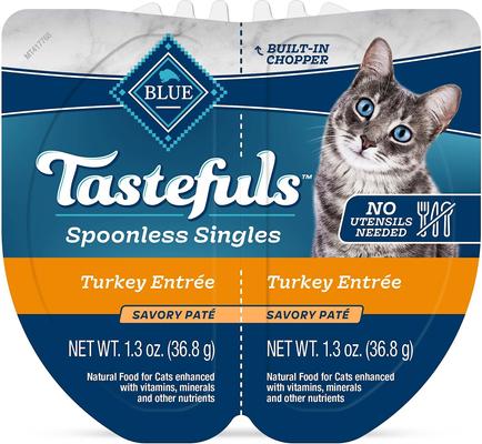 Tastefuls Spoonless Singles Turkey Entrée Pate Adult Cat Food, 2.6-oz cup, case of 24