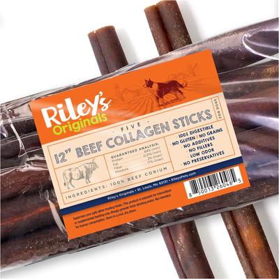 Beef Collagen Sticks 12-inch Natural Dog Chew Treats, 5 count