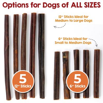 Beef Collagen Sticks 12-inch Natural Dog Chew Treats, 5 count