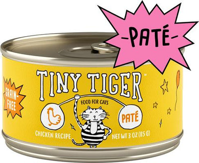 Bundle: Tiny Tiger Pate Chicken Canned Food + Lickables Senior Formula Tuna & Chicken Recipe Bisque Cat Treat & Topper