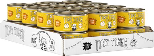 Bundle: Tiny Tiger Pate Chicken Canned Food + Lickables Senior Formula Tuna & Chicken Recipe Bisque Cat Treat & Topper