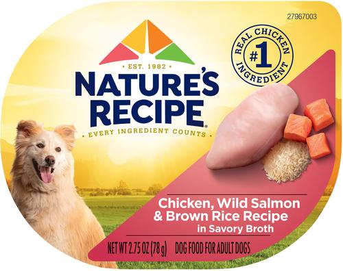Chicken & Wild Salmon Recipe in Broth Wet Dog Food, 2.75-oz tray, bundle of 24