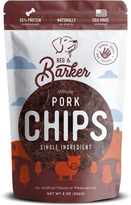 Whole Pork Chips All Natural Single Ingredient Dog Treats, 8-oz bag
