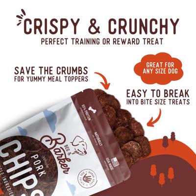 Whole Pork Chips All Natural Single Ingredient Dog Treats, 8-oz bag