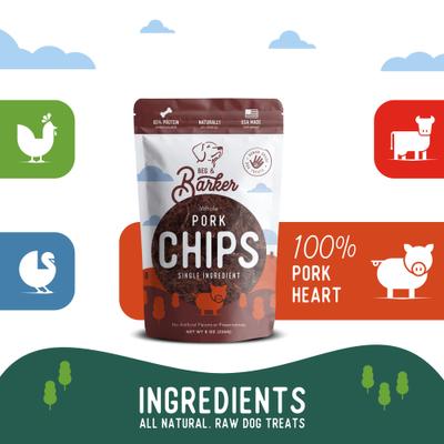 Whole Pork Chips All Natural Single Ingredient Dog Treats, 8-oz bag
