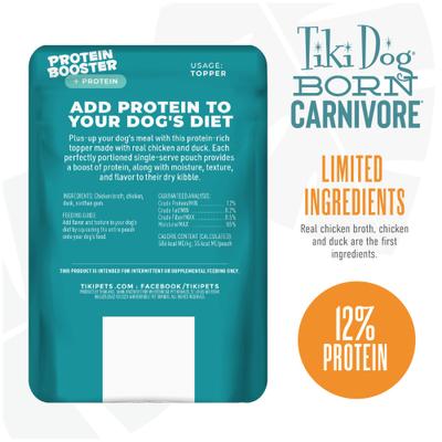 Born Carnivore Protein Booster Chicken & Duck Recipe in Broth Grain-Free Dog Food Topper, 2.1-oz pouch, case of 12