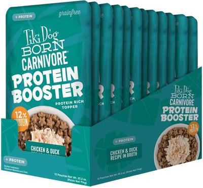 Born Carnivore Protein Booster Chicken & Duck Recipe in Broth Grain-Free Dog Food Topper, 2.1-oz pouch, case of 12
