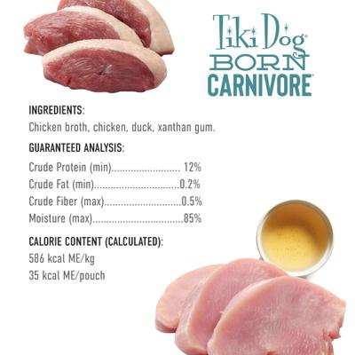 Born Carnivore Protein Booster Chicken & Duck Recipe in Broth Grain-Free Dog Food Topper, 2.1-oz pouch, case of 12