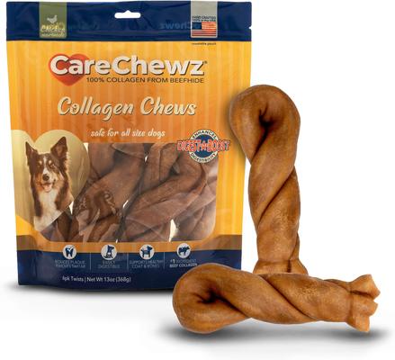CareChewz 6 to 7-inch Collagen Twist Chicken Flavored Dog Hard Chews, 6 count
