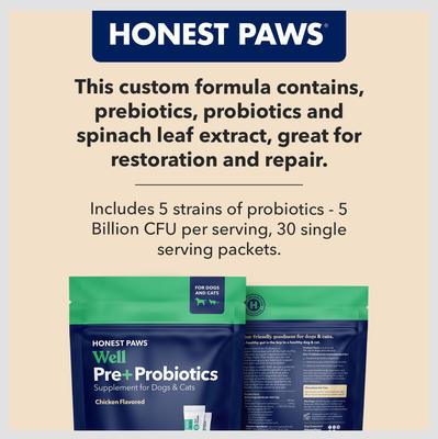 Well Pre+ Probiotic Digestive Support Chicken Flavored Powder Supplement for Dogs & Cats, 30 count