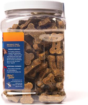 Golosinas crujientes de pollo Better Biscuit para perros, frasco de 2 lb