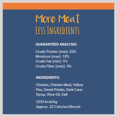Golosinas crujientes de pollo Better Biscuit para perros, frasco de 2 lb