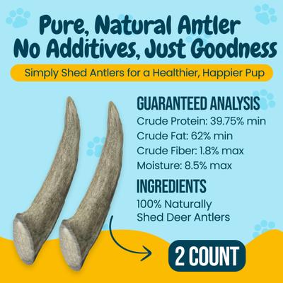 5 to 8-in Whole Deer Antler Dog Treats, Small, 2 count
