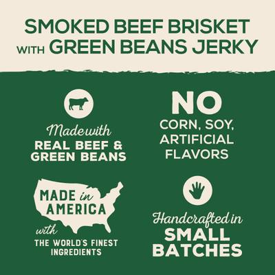 Smoked Beef Brisket & Green beans Jerky Dog Treats, 5-oz bag