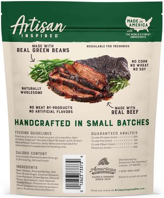 Smoked Beef Brisket & Green beans Jerky Dog Treats, 5-oz bag