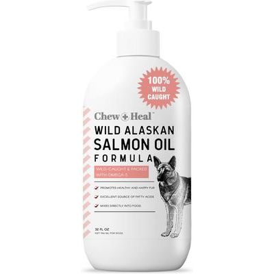 Suplemento líquido para piel y pelaje de perros con aceite de salmón omega de Alaska salvaje, botella de 944 ml
