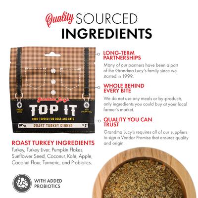 Top It Turkey Dinner Grain-Free Dry Dog & Cat Food Topping, 4-oz bag